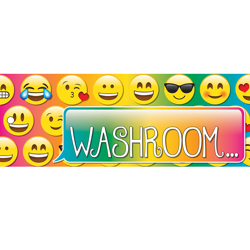 Laminated Hall Pass Emoji Washroom
