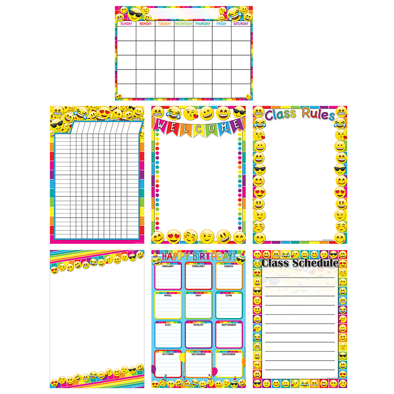 Emoji Charts 13x19 Asst Style 7pk