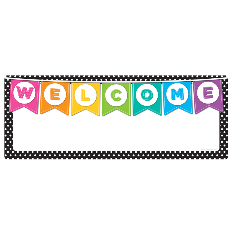 Welcome Banner Black White Polka