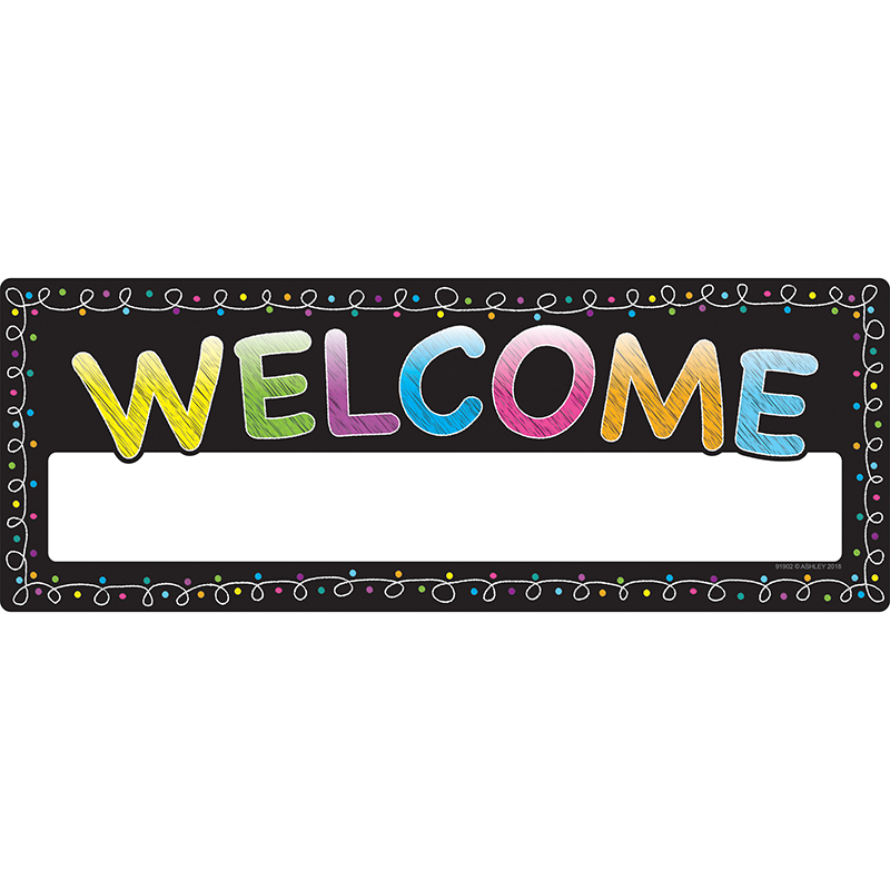 Poly Welcome Banner Chalk Dots