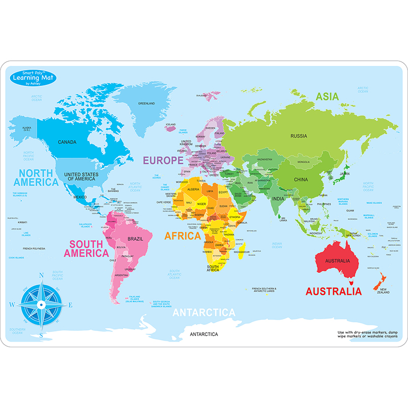 World Map Learning Mat Double Sided