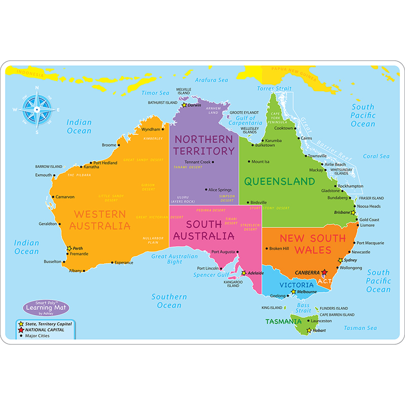 Australian Map Learning Mat 2 Sided