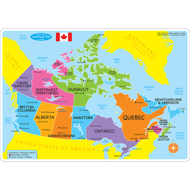 10pk Canadian Map Mat 2 Sided