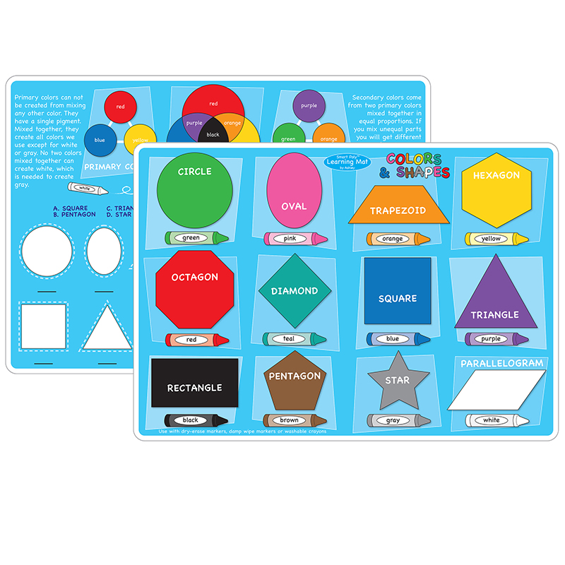 10pk Colors And Shapes Learning Mat