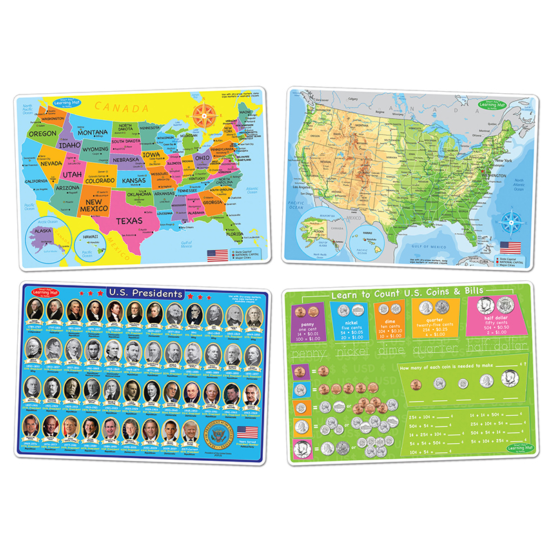 4 Pk Us Education Learning Mats