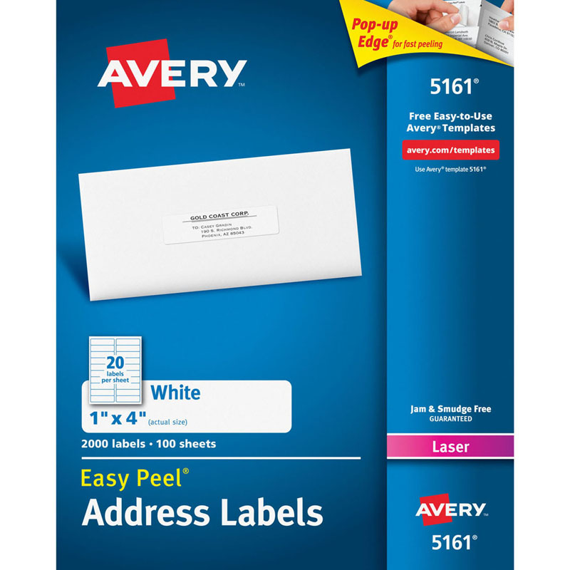 Avery Easy Peel 1x4 White Mailing