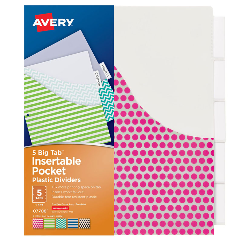 Avery Big Tab 5 Tab Pocket