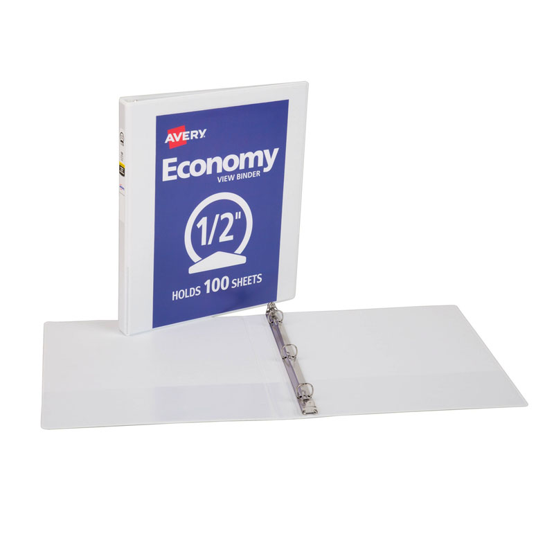 1/2in Capacity White View Binder