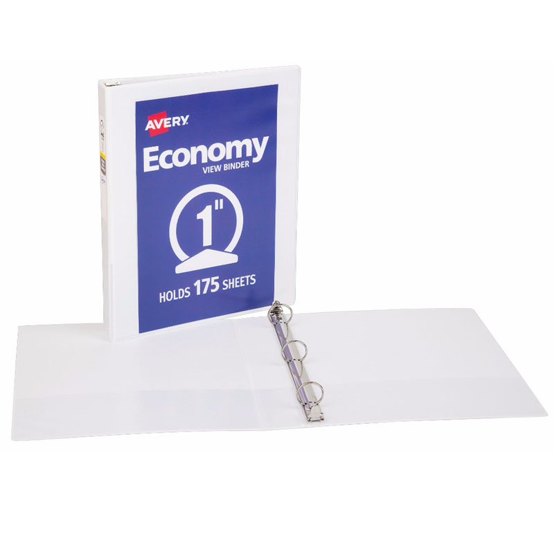 1in Capacity White View Binder