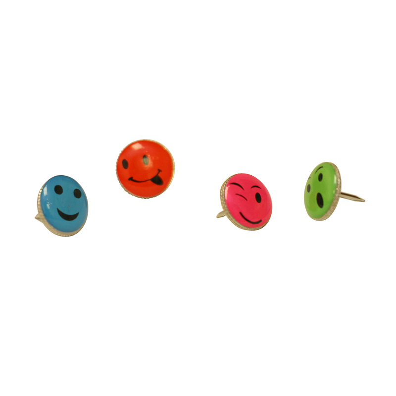 (6 Pk) Fancy Push Pins Smiley Face