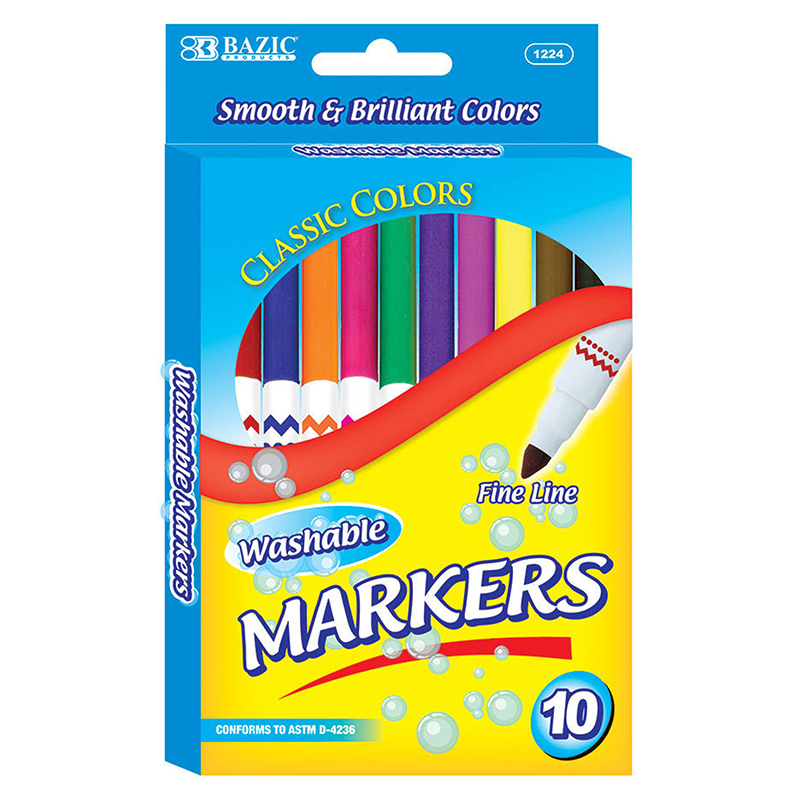 Washable Markers Super Tip 10 Colrs