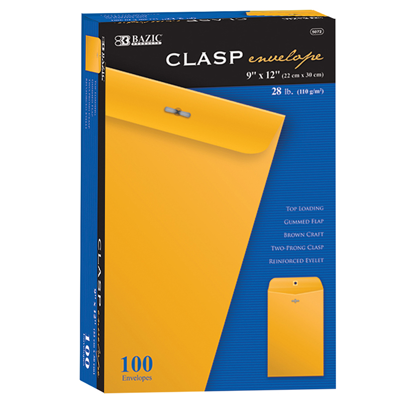 Bazic Clasp Envelopes 9 X 12