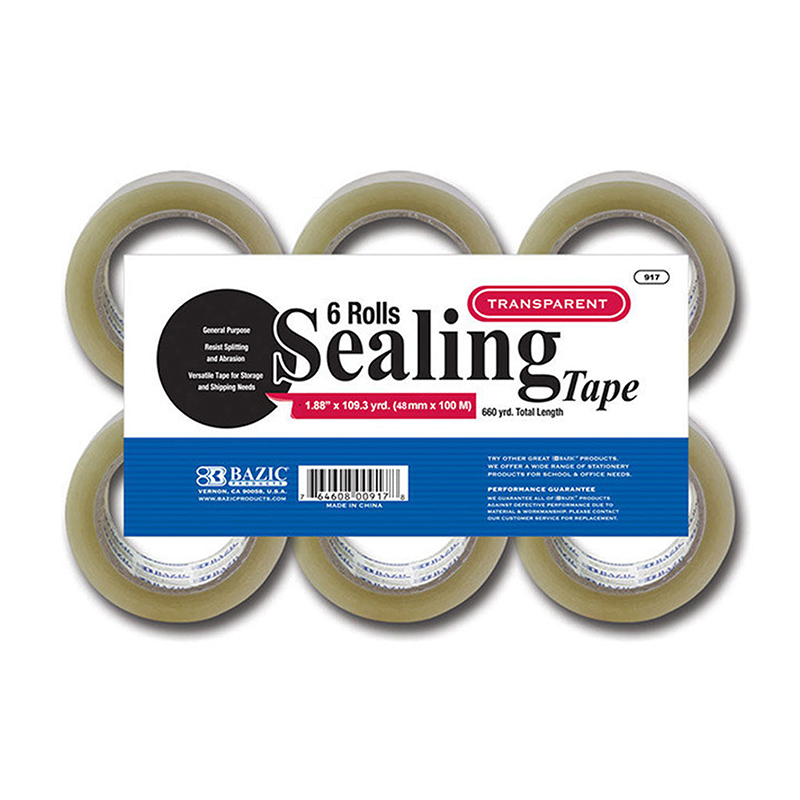 Bazic Clear Sealing Tape 6 Pk