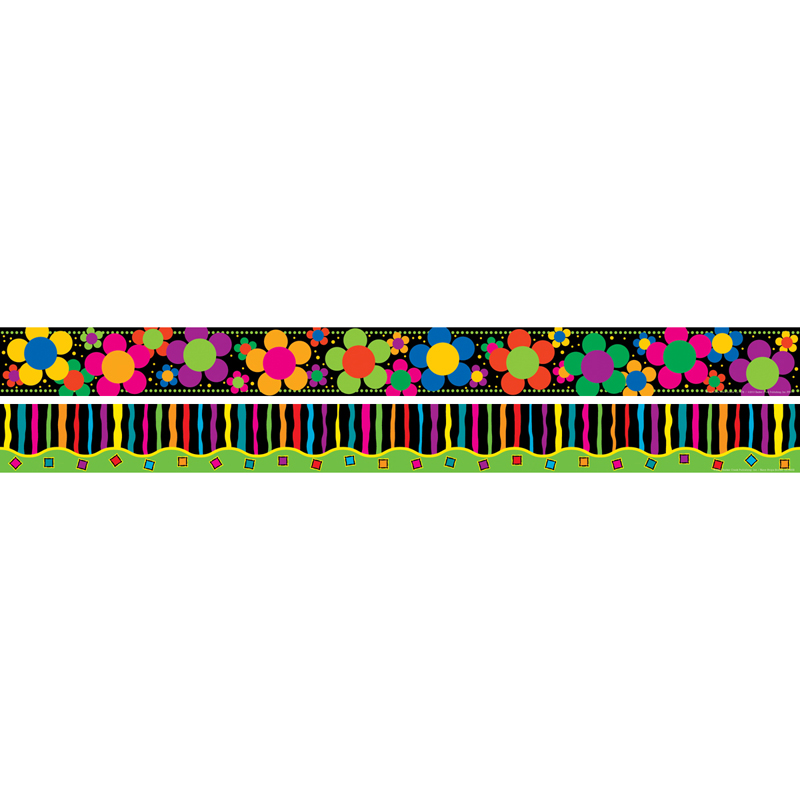 Neon Stripe And Flower Border