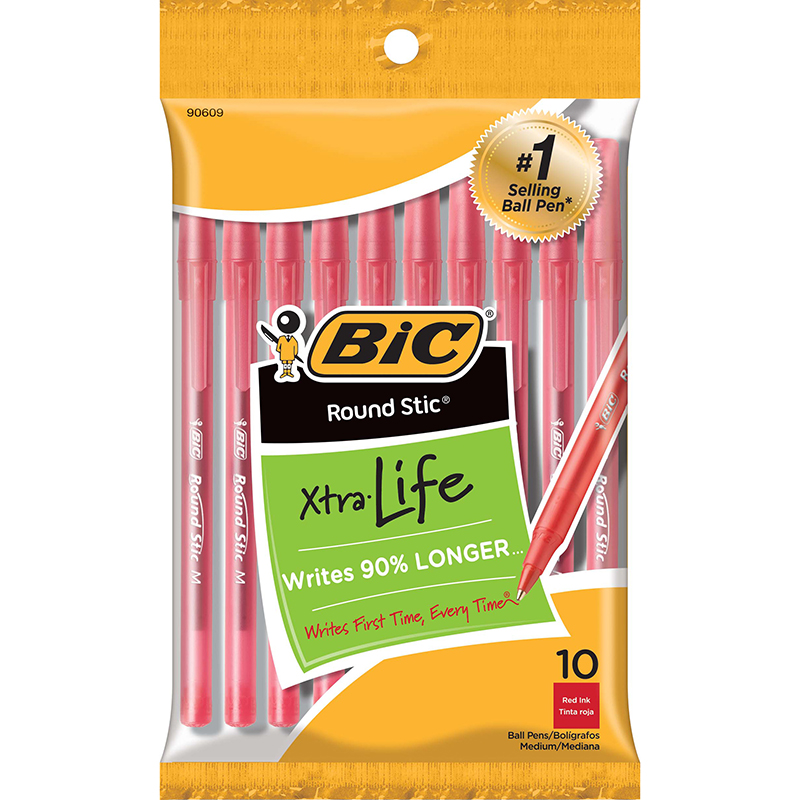 Bic Round Stic Ballpoint Pens Red
