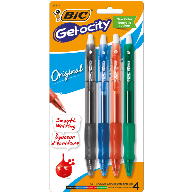 Bic Velocity 4pk Gel Retractable