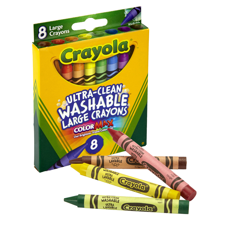 (12 Bx) Washable Crayons Large 8ct