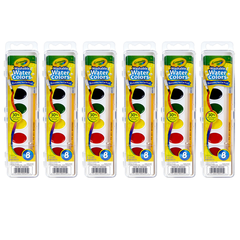 (6 Ea) Washable Watercolors 8ct W/B
