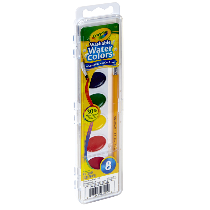 Washable Watercolors 8 W/Brush