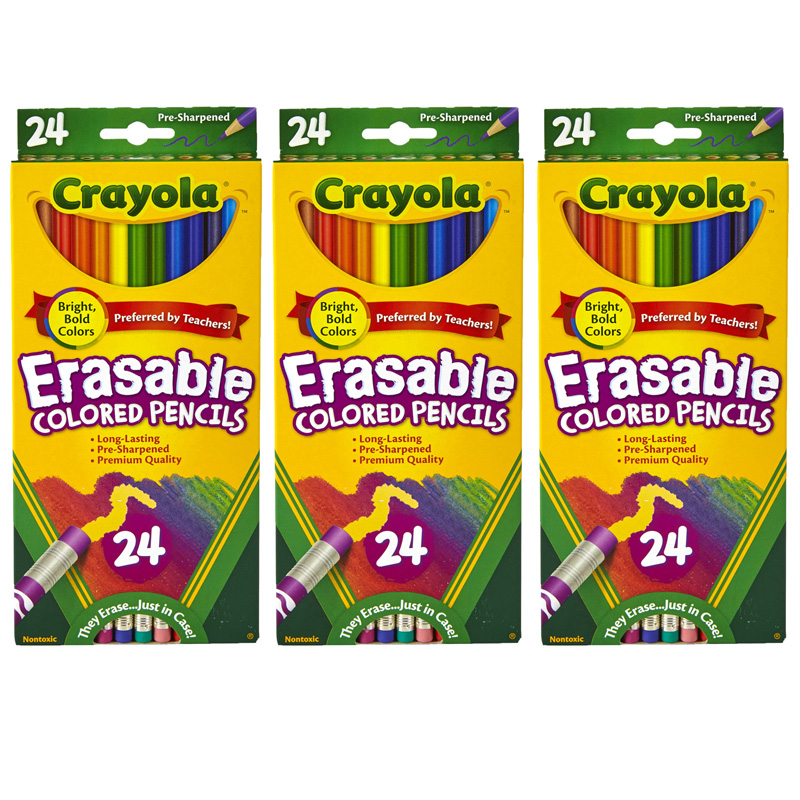 (3 Bx) 24ct Per Bx Erasable Colored