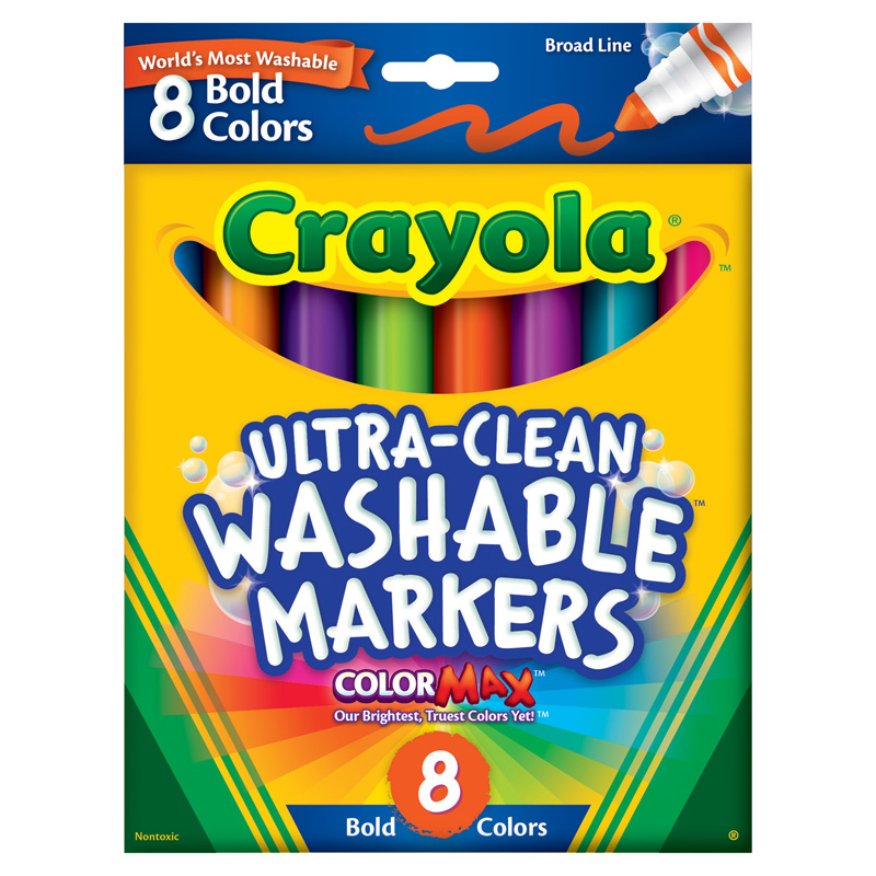 Washable Markers 8 Pk Bold Colors