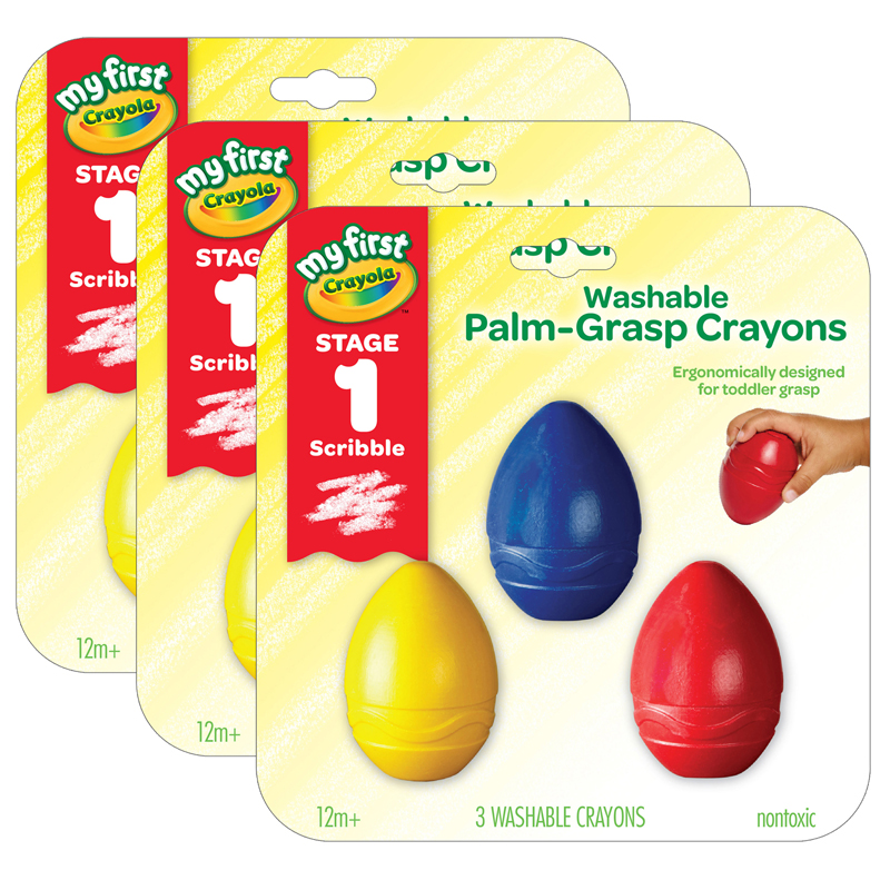 (3 Pk) Washable Palmgrasp Crayons