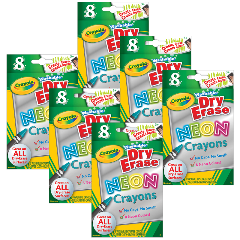 (6 Pk) Crayola Dry Erase Crayons