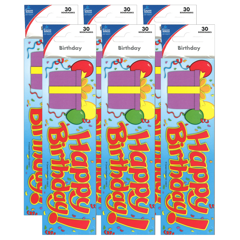 (6 Pk) Birthday Bookmarks 30 Per Pk