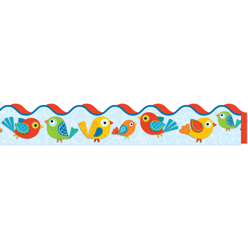 Boho Birds Scalloped Border