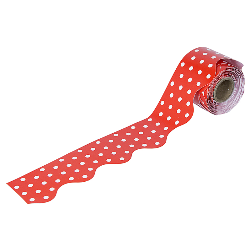 Red & White Dots Scalloped Borders