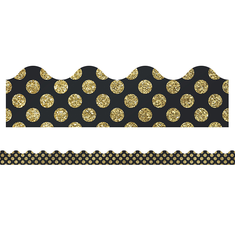Gold Glitter Dots Scalloped Borders