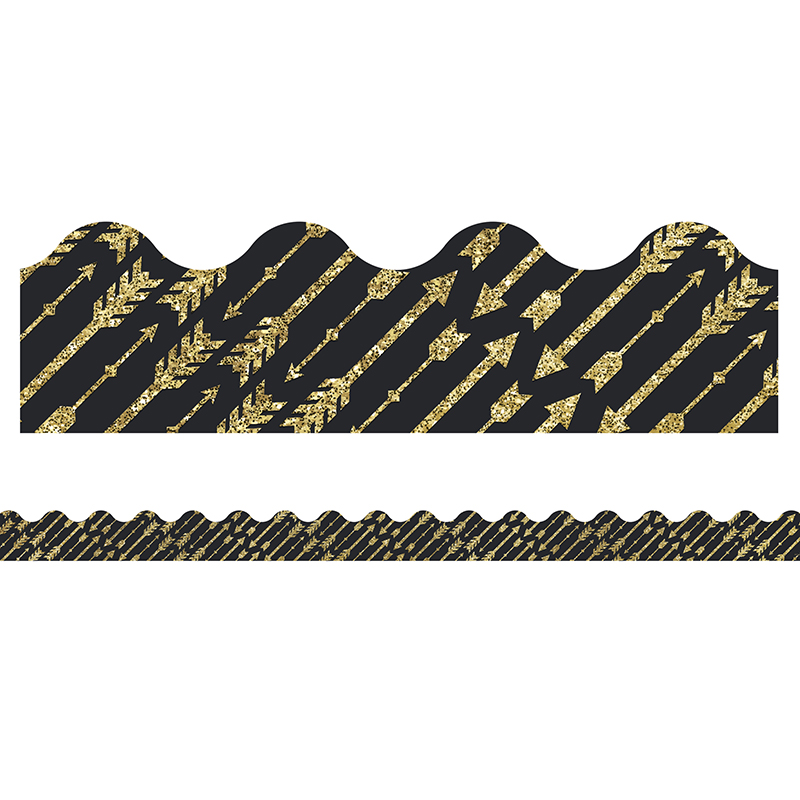 Gld Glitter Arrows Scalloped Border
