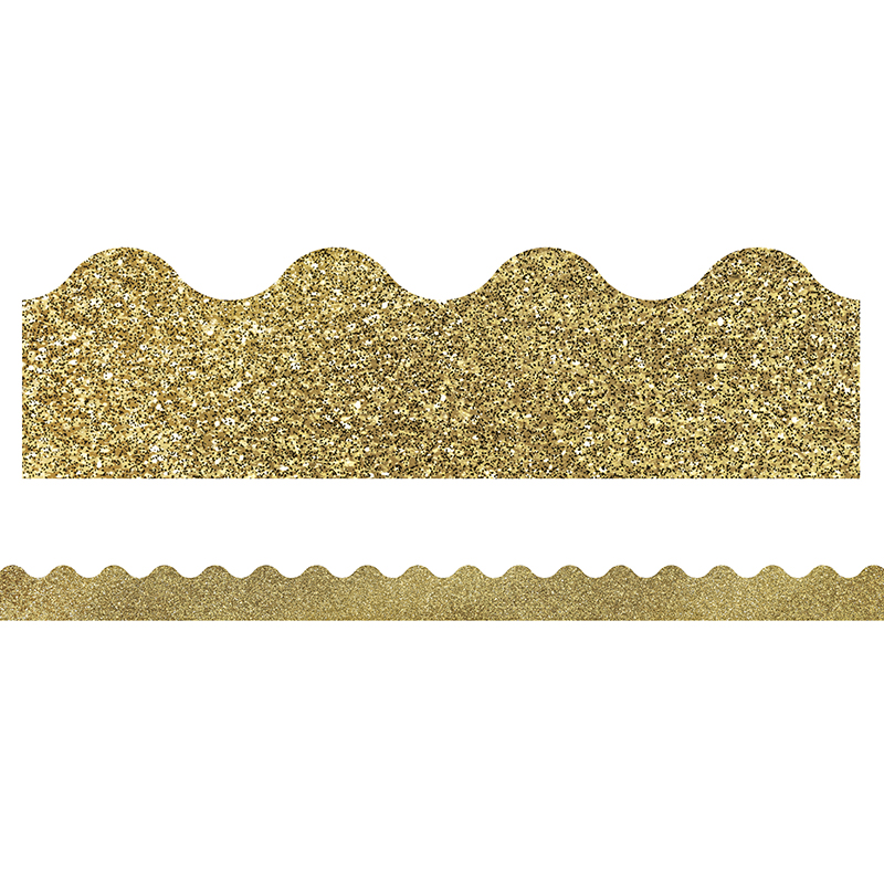 Gold Glitter Scalloped Borders