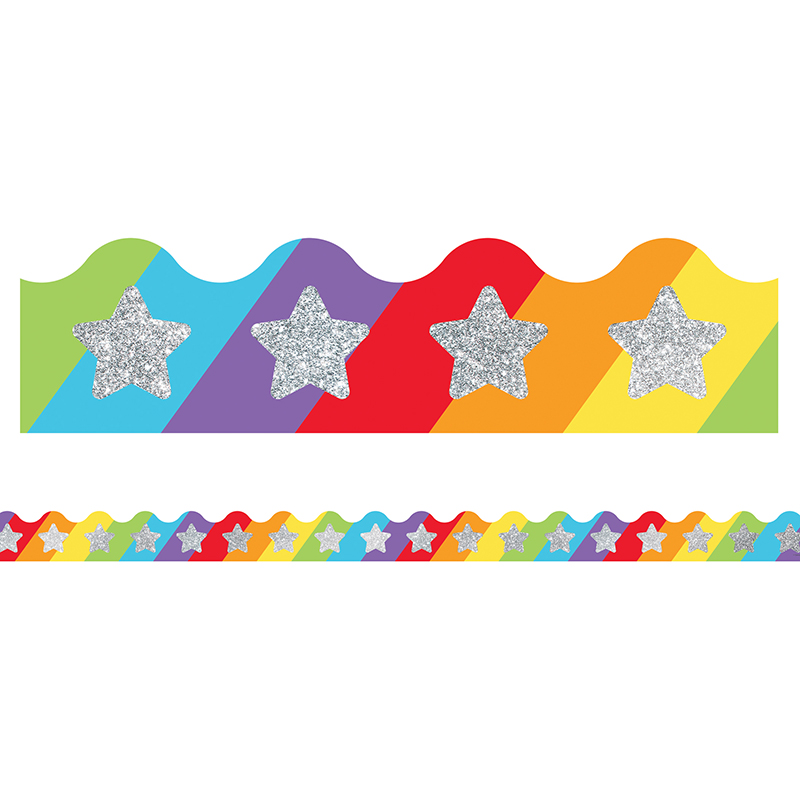 Glitter Star On Rainbow Border