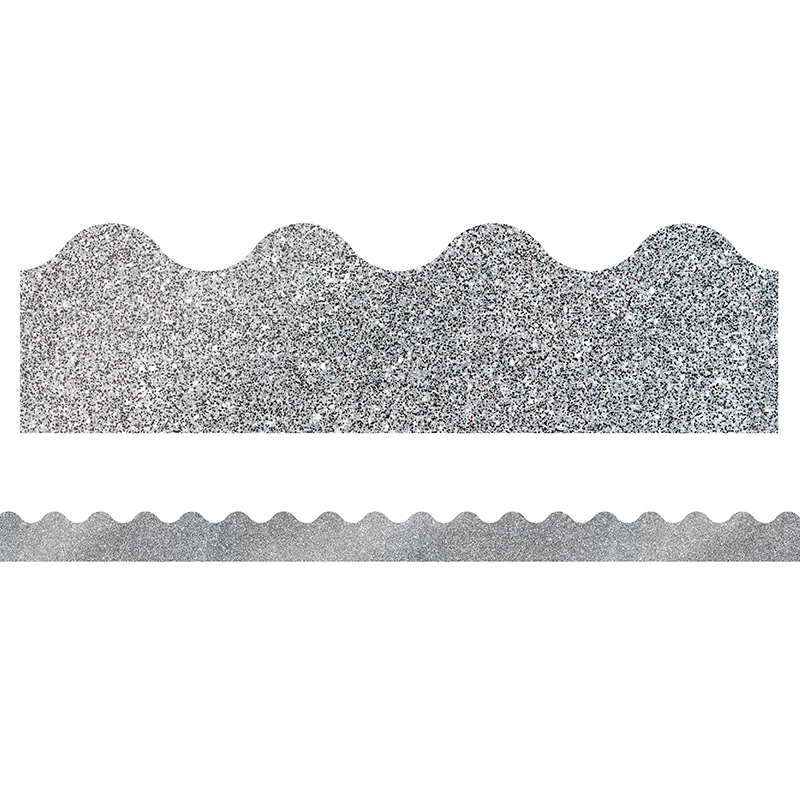 Silver Glitter Scalloped Borders