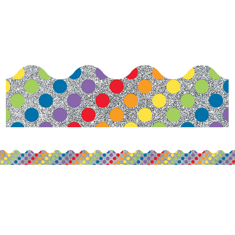 Rainbow Dots On Glitter Border
