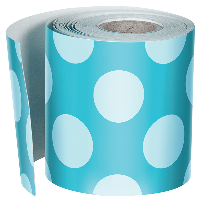 Teal W Polka Dots Straight Borders