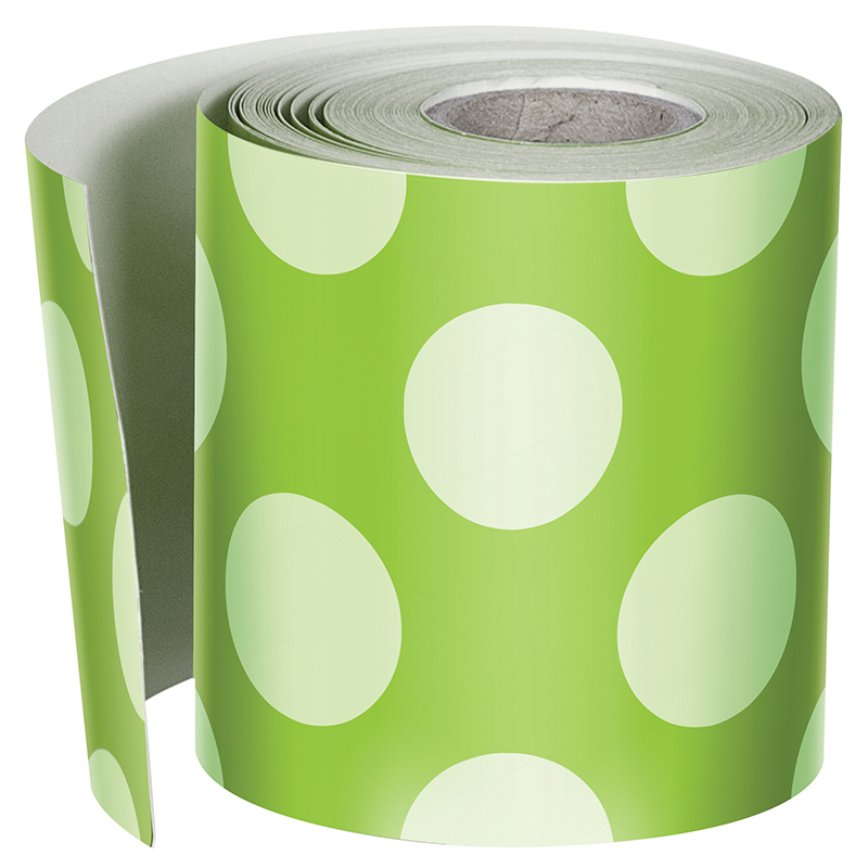 Lime W Polka Dots Straight Borders