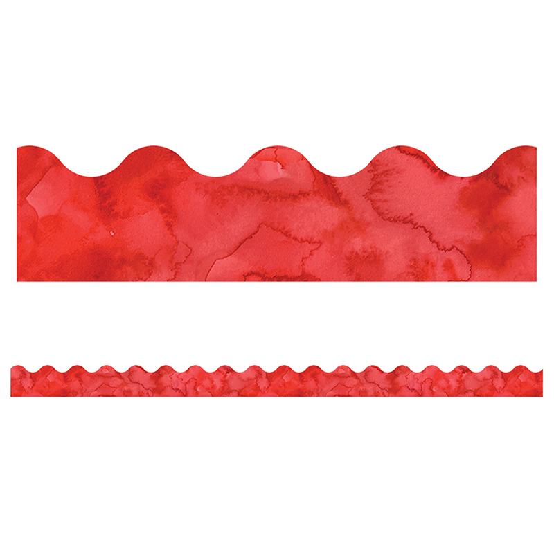 Watercolor Red Scalloped Borders