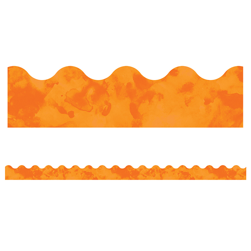 Watercolor Orange Scalloped Borders