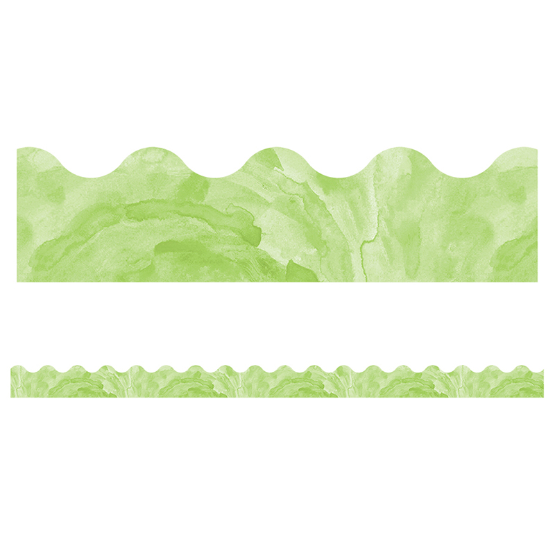 Watercolor Green Scalloped Borders