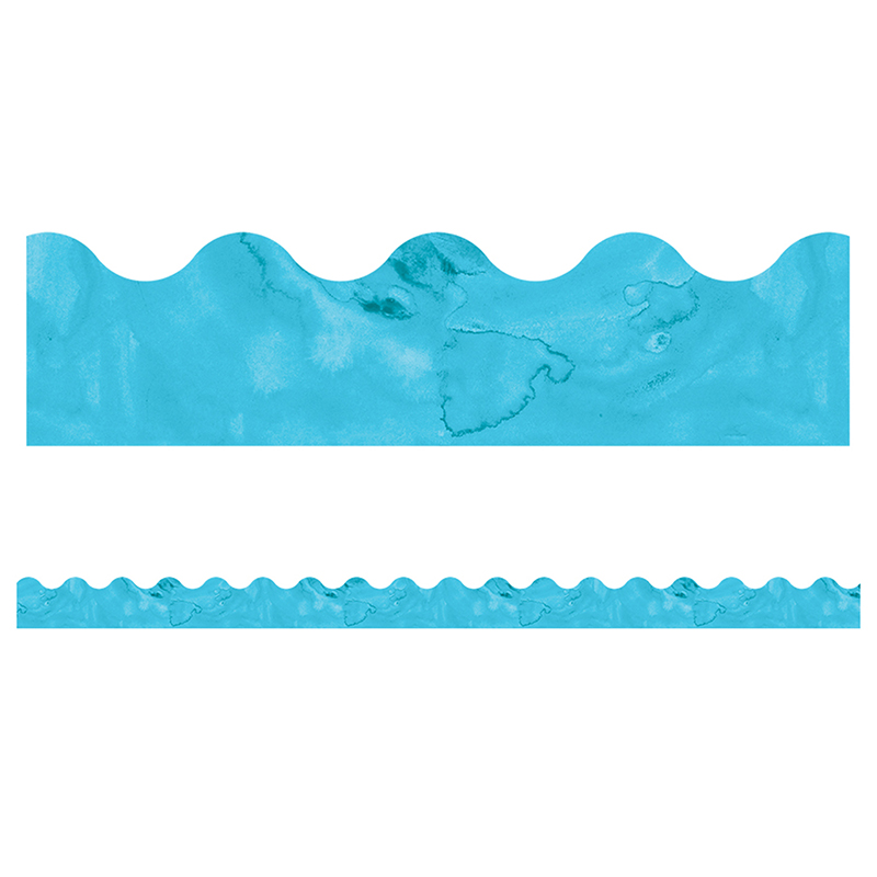 Watercolor Blue Scalloped Borders