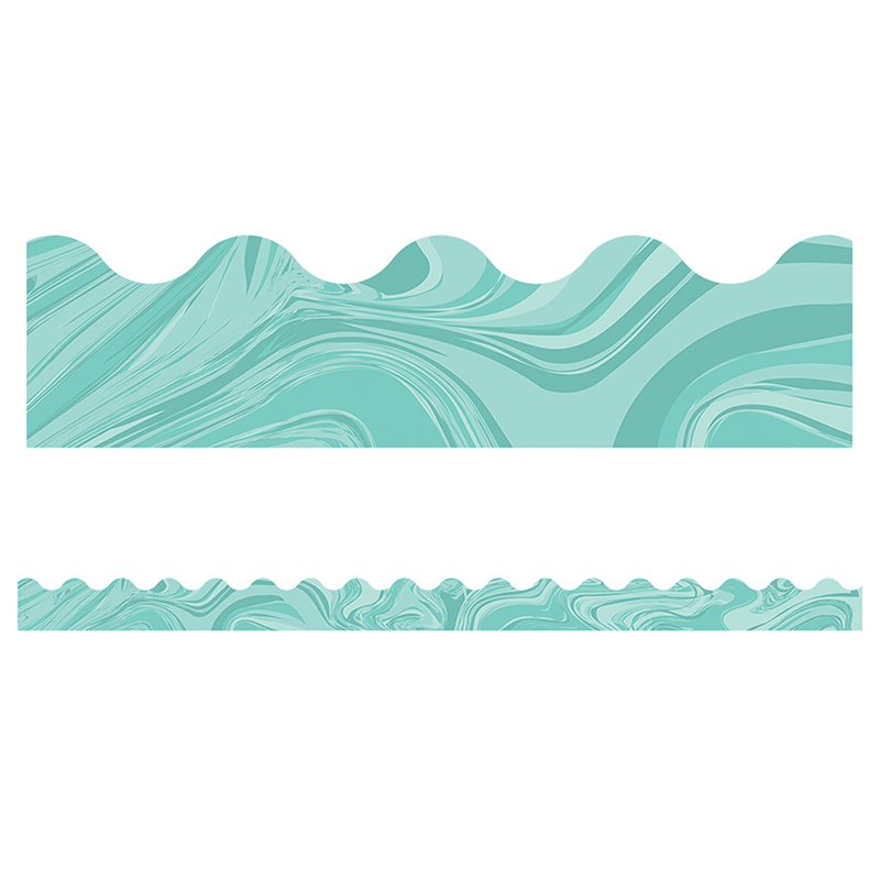 Teal Marble Scalloped Borders