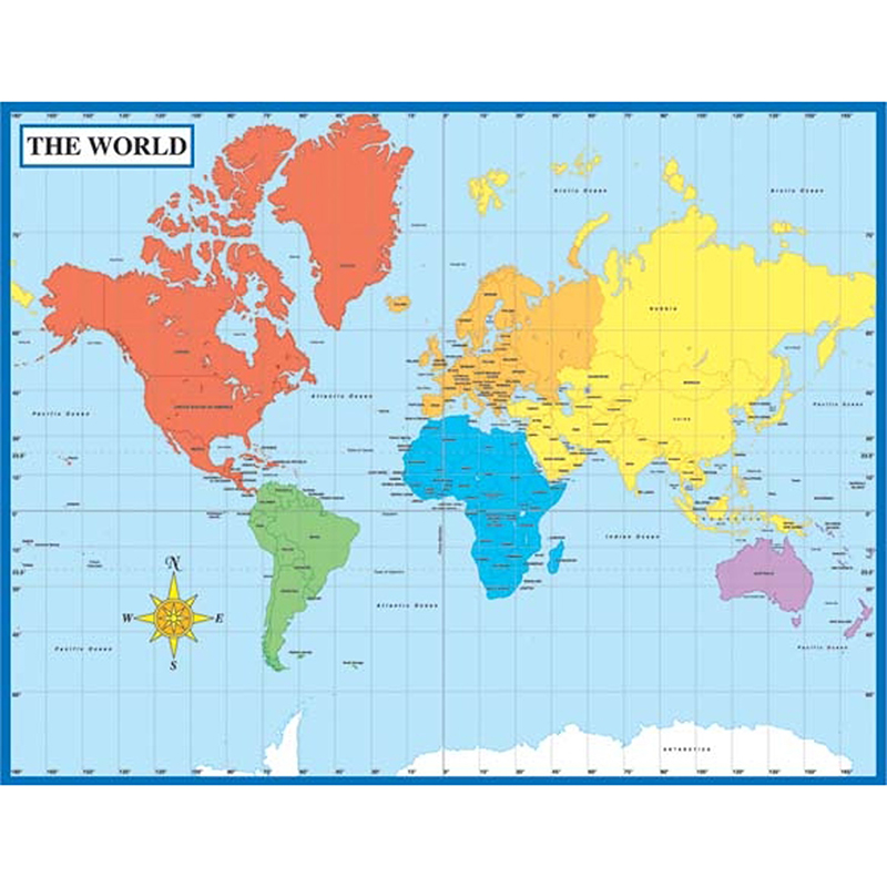 Map Of The World Laminated Chartlet