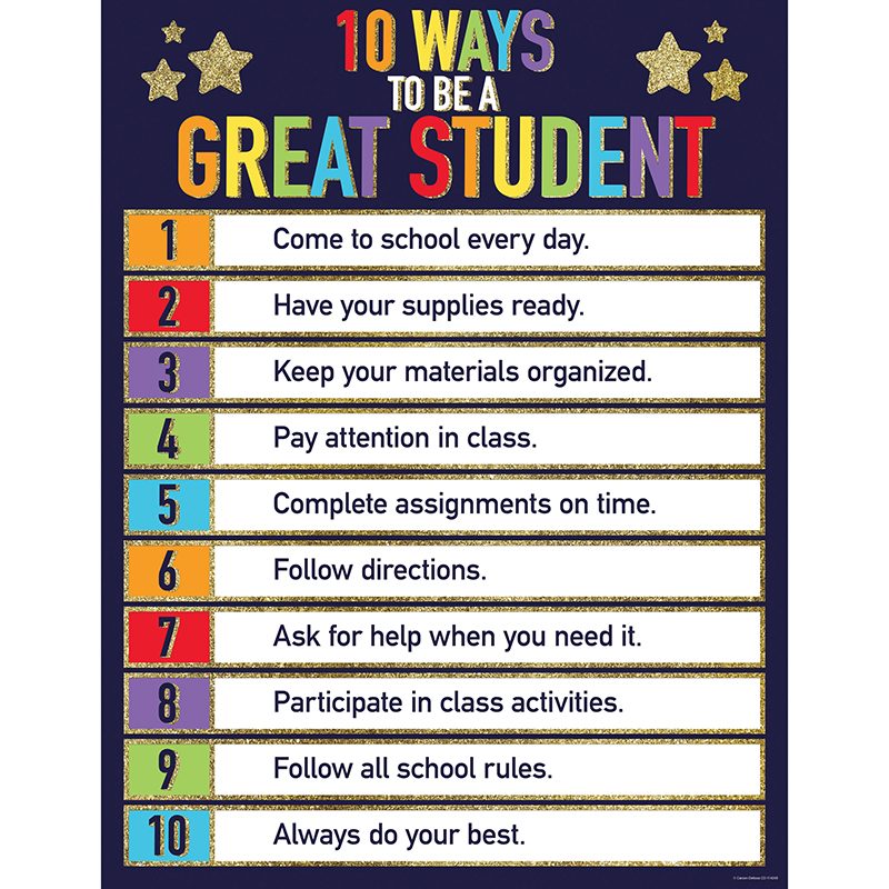 10 Ways To Be A Great Student Chart
