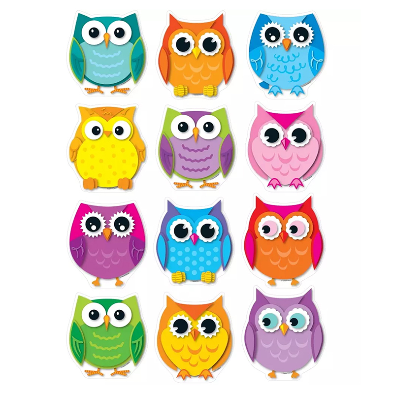(6 Pk) Colorful Owls Cut Outs 36