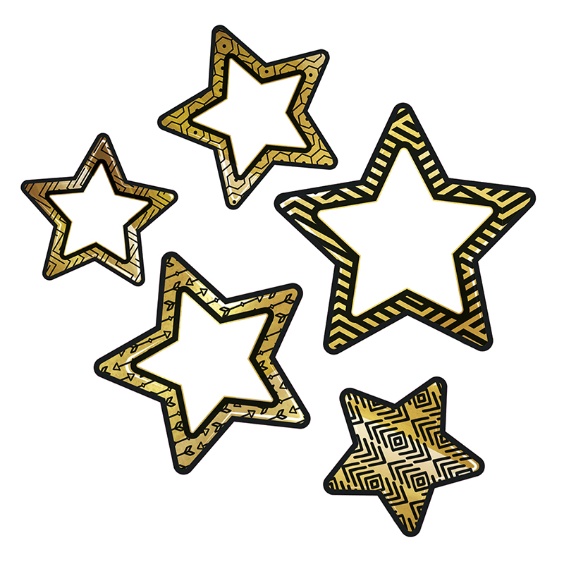 Colorful Cutout Blk Gld Stars Asst