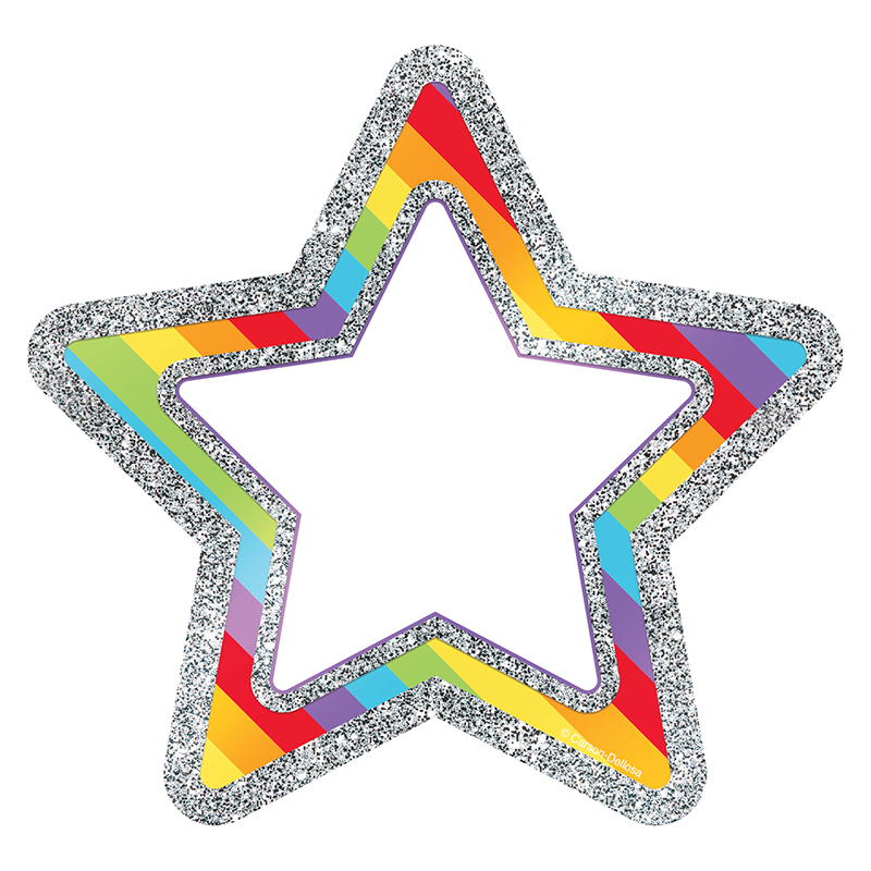 Rainbow Glitter Stars Cut Outs