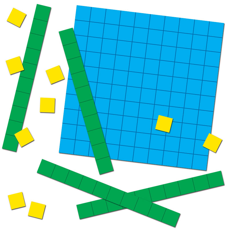 Base Ten Blocks Colorful Cut Outs