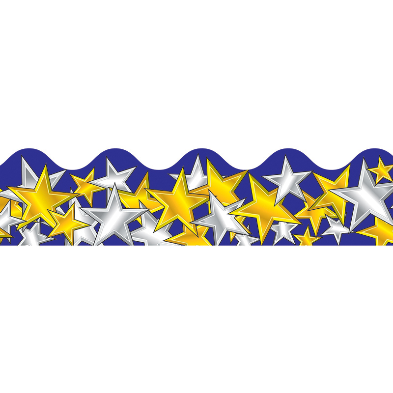 (6 Pk) Border Gold & Silver Stars